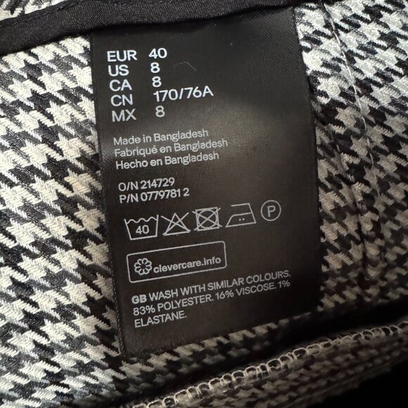 H&M Houndstooth Cigarette Pants | Black White Check | Tapered Slim Fit (237) - Picture 3 of 5